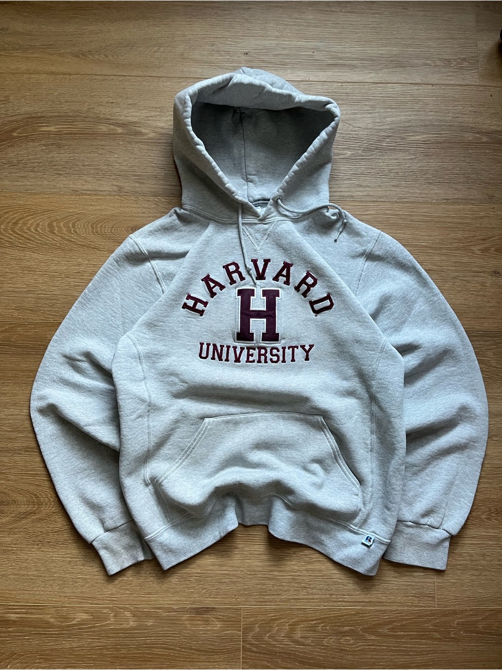 2000s Y2K vintage heather grey Russell Athletic Harvard University hoodie